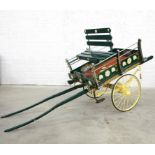 A VERY ATTRACTIVE DUBLIN-STYLE DECORATED AND PAINTED FLOWER CART FOR A PONY