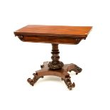 A VICTORIAN MAHOGANY FOLD-OVER TEA TABLE