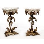 A FINE PAIR OF 19TH CENTURY SILVER-PLATE RUSTIC TABLE CENTRES