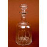 A LARGE VICTORIAN CUT GLASS MALLET-SHAPED DECANTER AND STOPPER