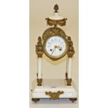 A VERY ATTRACTIVE FRENCH PORTICO MANTEL CLOCK