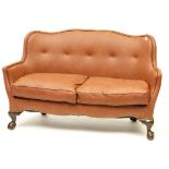 A CHIPPENDALE STYLE MAHOGANY TWO-SEATER SETTEE