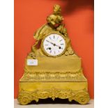 AN EARLY 19TH CENTURY FRENCH ORMOLU BOUDOIR MANTEL CLOCK