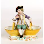 A MEISSEN PORCELAIN TWO-COMPARTMENT SALT OR SWEETMEAT STAND