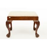 A RECTANGULAR MAHOGANY STOOL