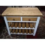 A PINE PLANK TOP KITCHEN ISLAND OR BLOCK