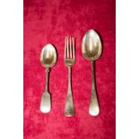 A SET OF TEN SILVER PLATED DINNER FORKS