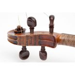 A FINE ANTIQUE VIOLIN, with two part back, the nicely carved scroll stamped on the back 'Grand