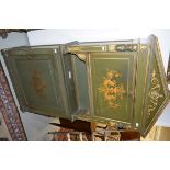 AN ATTRACTIVE GREEN PAINTED AND PARCEL GILT EMPIRE STYLE BUREAU-ABATTANT, of architectural design,