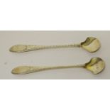 A PAIR OF BRIGHT CUT IRISH PROVINCIAL SALT SHOVELS OR SPOONS, by Terry and Williams of Cork, c.1810,
