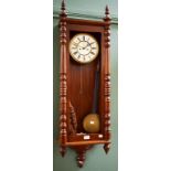 A MAHOGANY CASED VIENNA STYLE WALL CLOCK, with circular two-stage dial and subsidiary dial for