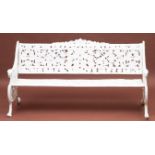 AN EXTREMELY HEAVY PAIR OF COALBROOKDALE STYLE CAST IRON AND PIERCED GARDEN BENCHES, each with