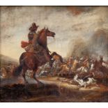 ATTRIBUTED TO PHILIPS WOUWERMAN, (Dutch, 1619-1668), 'A Crowded Battle Scene', O.O.P., 12.25" (31cm)