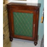 A 19TH CENTURY MAHOGANY DWARF SIDE CABINET, of inverted breakfront outline, the moulded top above