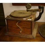 A MASTER STONE OAK CASED GRAMOPHONE, with painted metal horn. (1)
