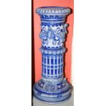 A PAIR OF GERMAN WESTERWALD BLUE STONEWARE JARDINIERE STANDS