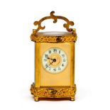 A LATE 19TH CENTURY FRENCH FIVE-GLASS BRASS CARRIAGE CLOCK