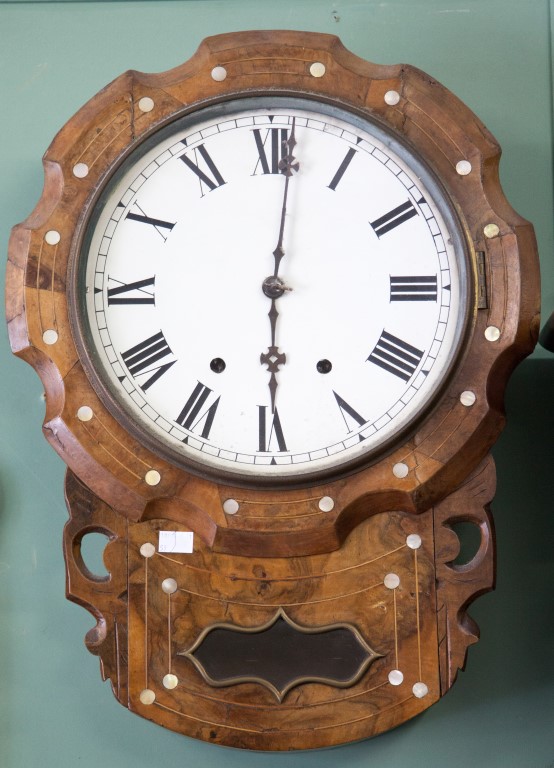 A VICTORIAN INLAID WALNUT DROP DIAL CLOCK - Image 2 of 2