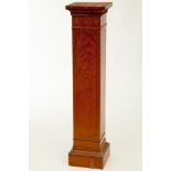 AN INLAID SATINWOOD PEDESTAL, with square reeded top above a frieze inlaid with anthemions, on a