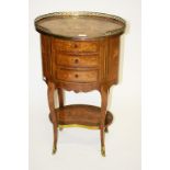 A VERY ATTRACTIVE LATE 19TH CENTURY OVAL MARQUETRY PETITE COMMODE, with three quarter pierced