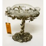 A HEAVY 19TH CENTURY CAS AND SHEFFIELD SILVER PLATED TABLE CENTRE, the rustic frame, with