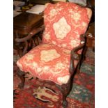 AN ATTRACTIVE MAHOGANY GAINSBOROUGH TYPE ARMCHAIR, in the 18th century style, with padded hump