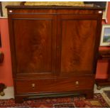 A GEORGE IV PERIOD MAHOGANY TWO-DOOR LINEN CUPBOARD