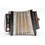 A VICEROY MODEL DELUXE ACCORDION, made in Saxony, with ebonised and painted blue ends, with faux-
