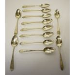 A MATCHED SET OF TWELVE IRISH BRIGHT CUT SILVER DESSERT SPOONS, comprising a set of four Dublin