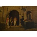 MAURICE (LATE 19TH CENTURY FRENCH SCHOOL), 'Military and Other Figures in a Courtyard' O.O.C.,