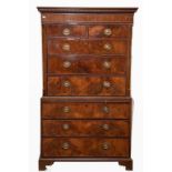 A FINE GEORGE III PERIOD MAHOGANY CHEST-ON-CHEST, the dentil-moulded cornice above a figured frieze,