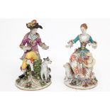 A PAIR OF GERMAN PROBABLY SITZENDORF PORCELAIN GROUPS