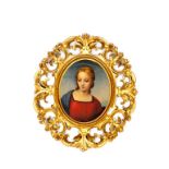 AFTER RAPHAEL,(1483-1520), ' Madonna of the Goldfinch', an oval portrait, O.O.P., in Corinthian