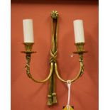 A GOOD SET OF SIX CAST BRASS TWO-BRANCH ADAM'S STYLE WALL LIGHTS