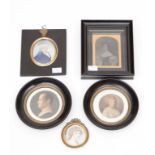A COLLECTION OF MISCELLANEOUS MINIATURE PORTRAITS, comprising a pair, one depicting Napoleon