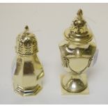 A SILVER VASE SHAPED CASTOR SUGAR SHAKER, in the Adams Revival Style, Chester 1905, the domed and