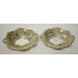 A PAIR OF LARGE SILVER OVAL BON BON BASKETS, each in the rococo style, Chester 1900, 7.25" (18cm)