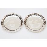 A PAIR OF HEAVY LATE VICTORIAN IRISH SILVER LOBED STRAWBERRY DISHES, Dublin 1899, each of typical