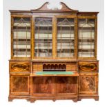 A FINE QUALITY GEORGE III PERIOD MAHOGANY SECRETAIRE LIBRARY BOOKCASE