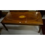 A RECTANGULAR INLAID AND CROSSBANDED COFFEE OR OCCASIONAL TABLE