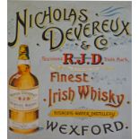 A WHISKEY ADVERTISING POSTER FOR NICHOLAS DEVEREUX AND COMPANY