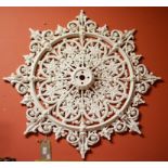 A PAIR OF ORNATE VICTORIAN STYLE CAST METAL CEILING ROSES