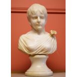 A HEAVY CARVED MARBLE BUST