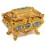 A FINE FRENCH GILT BRONZE AND CLOISONNE INLAID JEWELLRY CASKET