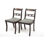 A SET OF SIX REGENCY PERIOD BRASS INLAID DINING CHAIRS