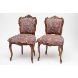 A SET OF THREE 19TH CENTURY FRENCH WALNUT SIDE CHAIRS