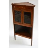 A SMALL INLAID ROSEWOOD CORNER CABINET,