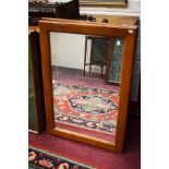 A PAIR OF MODERN WOODEN FRAMED WALL MIRRORS