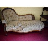 ### WITHDRAWN###A VICTORIAN MAHOGANY CHAISE LONGUE