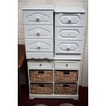 TWO SIMILAR WHITE BEDSIDE CHESTS